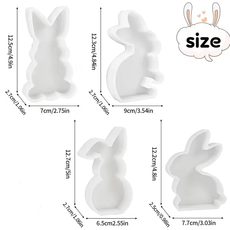 Kit de 4 moldes de silicona con forma de conejo